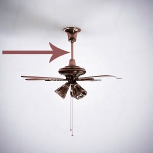 ceiling fan in old photo isolated on white background