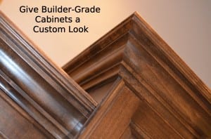 Give Builder-Grade Cabinets a Custom Look- super easy and cheap!