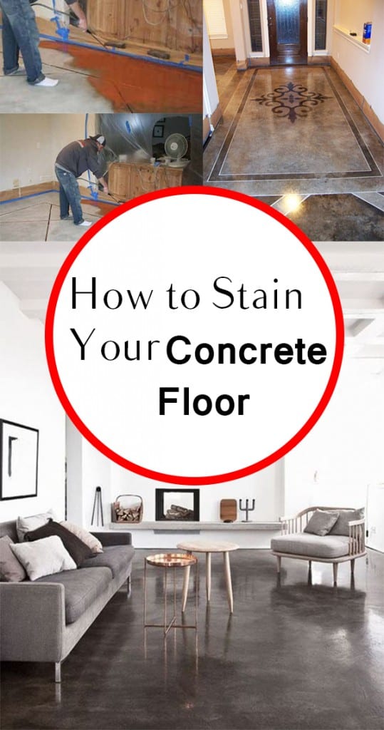 Concrete floor, staining a concrete floor, how to stain concrete, painting concrete, popular pin, simple home improvement, easy home improvement projects.