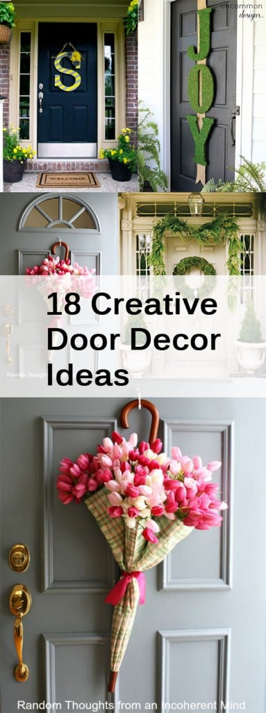 Creative door decor, porch decor, DIY home decor, popular pin, DIY porch decor, holiday porch decor, DIY wreaths, easy curb appeal projects. .