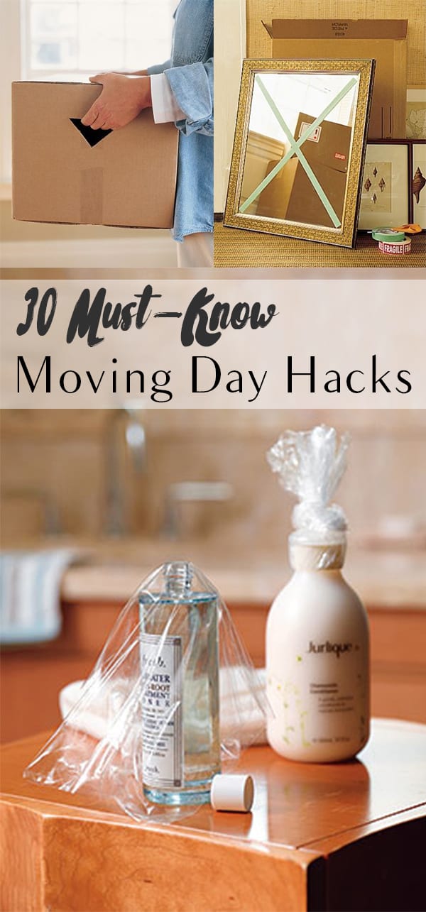 Moving day hacks, moving day, home hacks, life hacks, popular pin, make your life easier, home organization, easy storage.