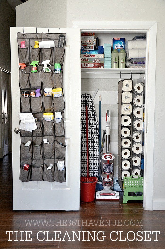Organized cleaning closer, cleaning closet hacks, DIY cleaning closet, popular pin, cleaning hacks, organization tips, DIY home organization.