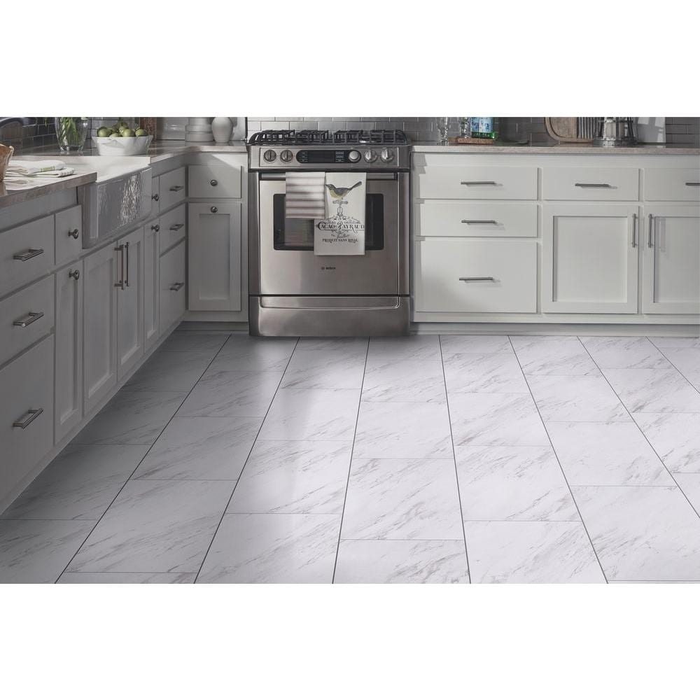 How To Makeover An Ugly Linoleum Floor How To Build It   Carrara Marble Trafficmaster Luxury Vinyl Tile Ss1212 31 1000 