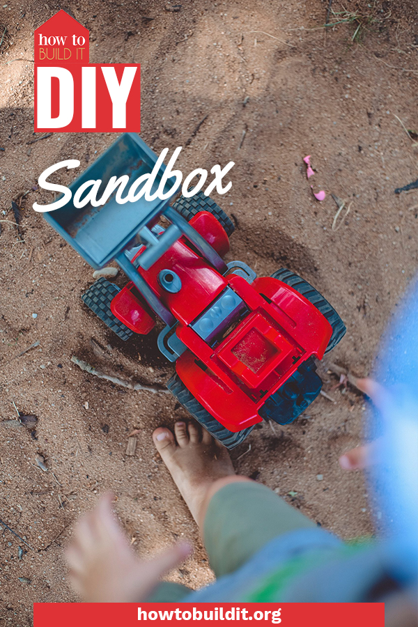 My kids went absolutely nuts when I made this DIY sandbox for them last Summer. Soon, all of the neighborhood kids came over to play! Use these free plans to make one for yourself in only a few easy steps. #diy #outdoors #howtobuilditblog