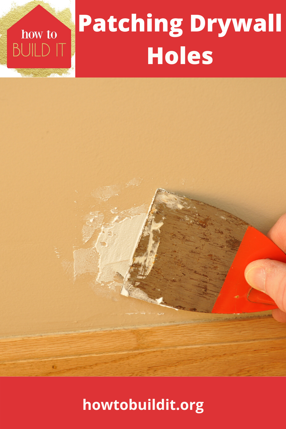 Have you been wanting to patch the drywall holes where the kids missed the soccer ball and kicked a small hole in the wall? I bet you have but have been resistant because you were'nt sure how to do it. No worries. Our simple guide to patching drywall will solve that. #stepbysteppatchingdrywall #homerepairs #howtopatchdrywall #howtobuilditblog